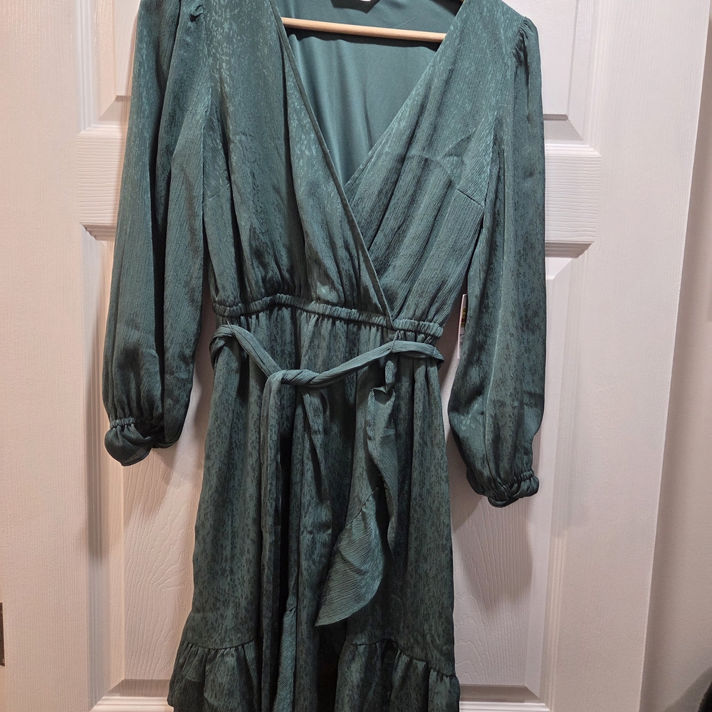 LC Lauren Conrad Dark Green Long Sleeve Dress